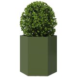 vidaXL Vrtna sadilica maslinastozelena šesterokutna 46x40x45 cm čelik | shoptok.hr