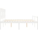 Krevet za starije s uzglavljem bijeli 200x200 cm masivnog drva | Eponuda.com