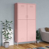 The Living Store Garderobna omara roza 90x50x180 cm jeklo - Garderobna Omara, (21434379) Cene