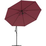  Konzolni vrtni suncobran s LED svjetlima 350 cm bordo | shoptok.hr
