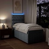 vidaXL Box spring postelja z vzmetnico svetlo siva 80x200 cm blago | Shoptok.si