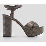 Marjin Women's Platform Heel Evening Dress Shoes Thick Heel Hider Platinum Cene