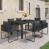 vidaXL Vrtna jedilna garnitura 7-delna PVC ratan črna | Shoptok.si