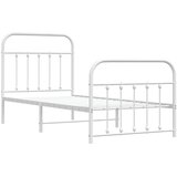  Metalni okvir kreveta uzglavlje i podnožje bijeli 90x190 cm | shoptok.hr