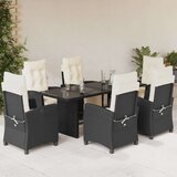  7-dijelni vrtni blagovaonski set s jastucima crni od poliratana | shoptok.hr