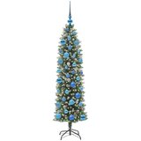 vidaXL Umetno vitko božično drevo med 150 LED Zelena in bela 150 cm | Shoptok.si
