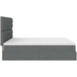 vidaXL Otomanski posteljni okvir z vzmetnicami siv 200x200 cm blago | Shoptok.si