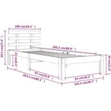  Okvir za krevet od masivnog drva bijeli 100 x 200 cm | shoptok.hr