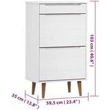 vidaXL ormarić za cipele molde bijeli 59,5x35x103 cm masivna borovina | shoptok.hr