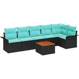  Vrtna sedežna garnitura z blazino 7 pcs Črna poli ratan, (5000146296) | Shoptok.si