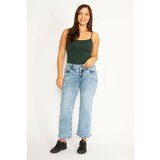 Şans Women's Large Size Blue Lycra 5 Pocket Jeans Cene