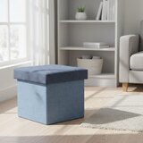 Mhome Zložljiv tabure s pokrovom 33x33xh33cm / moder / poliester, mdf, (5000199751) | Shoptok.si