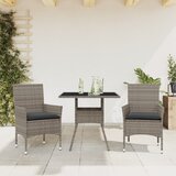  The Living Store Vrtna jedilna garnitura 3-delna z blazinami siv poli ratan - Vrtna Jedilna Garnitura, (21474197) | Shoptok.si