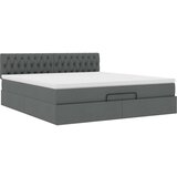 vidaXL Otomanski posteljni okvir z vzmetnico siv 180x200 cm blago | Shoptok.si