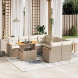 vidaXL 9-dijelni set vrtnih sofa s jastucima bež od poliratana | shoptok.hr