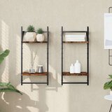 vidaXL Stenske police s prečkami 2 kosa dimljen hrast 30x25x65 cm | Shoptok.si