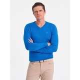 Ombre Elegant men's sweater with a v-neck - blue Cijene