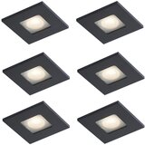 QAZQA Professional Komplet 6 modernih vgradnih reflektorjev črne barve, vrtljivih in nagibnih IP44 - Qure | Shoptok.si