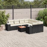 Maison Chic Seti vrtnega pohištva - Vrtna garnitura - Vrtni pohištvo set 9-delna z blazinami črn poli ratan, (21798642) | Shoptok.si