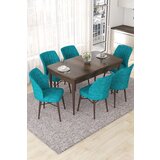 Hanah home set trpezarijski sto i 6 stolica nef, tirkizno-braon | Eponuda.com