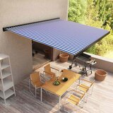 vidaXL motorizirana kasetna tenda 350x250 cm modra in bela | Shoptok.si