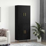 vidaXL Highboard Crni hrast 69.5 x 34 x 180 cm Konstruirano drvo Cijene