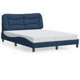  The Living Store Posteljni okvir z vzglavjem moder 120x200 cm blago - Posteljni Okvir, (21499859) | Shoptok.si
