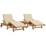  Ležaljka 3 pcs Bež 200 x 67 x 84 cm Čvrsto drvo akacije | Eponuda.com