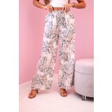 Kesi Włoski Women's wide-leg trousers with floral print dark mint Cijene