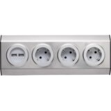 Home Strujni razdjeljnik sa 3 utičnice + USB, INOX - KNV 03/USB | shoptok.hr