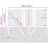 vidaXL Heksagonalna ograda Zelena 0.6x50 m Čelik, Ogradni stupovi 13 kom Zelena Ø32 mm 100 cm Galvanizirani čelik | shoptok.hr