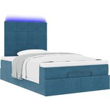 vidaXL Otomanski posteljni okvir z vzmetnicami moder 120x200cm žamet | Shoptok.si