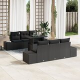vidaXL 7-dijelni vrtni set sofa s jastučićima crni poli ratan Cijene