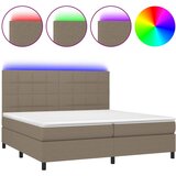 vidaXL Krevet box spring s madracem LED smeđesivi 200x200 cm tkanina | shoptok.hr