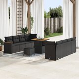 vidaXL 11-dijelni set vrtnih sofa s jastučićima crni poli ratan akacija, 3-dijelni set vrtne blagovaonice s jastučićima crni poli ratan akacija | shoptok.hr