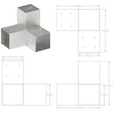 Spojnik za stupove u Y-obliku od pocinčanog metala 91 x 91 mm | shoptok.hr