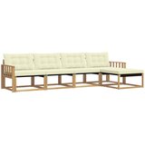 vidaXL Zunanja garnitura za sedenje z blazino 5 pcs Bela in krem, (5000270007) | Shoptok.si