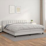 Maison Chic Box spring postelja - Vzmetna postelja z vzmetnico bela 200x200 cm umetno usnje SL21068, (21892945) | Shoptok.si