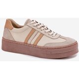Zazoo Ladies Leather Sneakers On Platform N1234 Beige | Shoptok.si