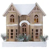 novogodišnja figura kućica svetleća 33 cm