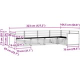  Set vanjskih sofa 5 kom. Prirodna Čvrsto drvo akacije Smeđa 323 x 164,5 x 73 cm | Shoptok.si