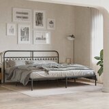 Maison Chic Kovinski Posteljni okvir - Dvoposteljna postelja - Zakonska postelja z vzglavjem črn 200x200 cm, (21692489) | Shoptok.si