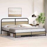 Metalni Kovinski posteljni okvir brez vzmetnice sonoma hrast 183x213 cm, (21608680) | Shoptok.si