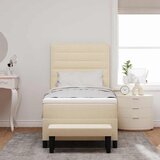 Krevet s opruga kutije s uzglavljem Krema 90 x 200 cm tkanina | shoptok.hr