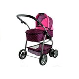 Kolica za lutku Alice 2u1 - roza s crnim točkicama | shoptok.hr