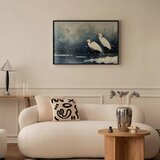  Plakat - Herons over a Winter Pond - illustration in the Japanese style in dark colors 42x29.7 Crni okvir | shoptok.hr