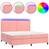  Box spring postelja z vzmetnico LED roza 200x200 cm žamet, (20898501) | Shoptok.si