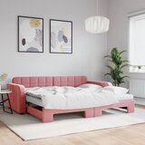  Dnevni krevet na razvlačenje ružičasti 90 x 200 cm baršunasti | shoptok.hr