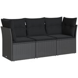 Maison Chic Seti vrtnega pohištva - Vrtna garnitura - Vrtni pohištvo set z blazinami 3-delna črna poli ratan, (21797940) | Shoptok.si