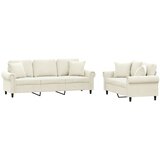  2-dijelni set sofa s jastucima krem baršunasti | shoptok.hr